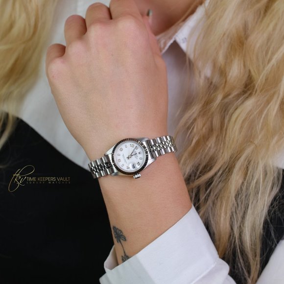 Rolex Datejust 69174 White Arabic Dial 26mm Watch - Picture 1 of 12